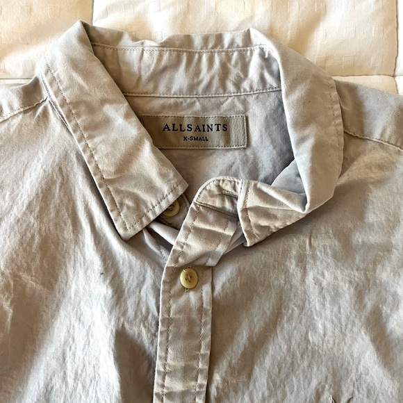 SOLD 🌙 All SAINTS Grey Long Sleeve Button Down Riviera Shirt Size XS - Picture 2 of 6